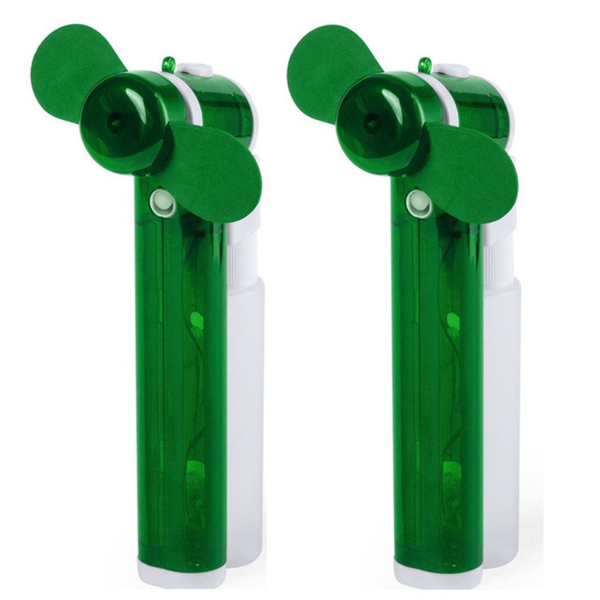 Set van 4x stuks zak ventilators/waaiers met water verstuiver - Mini hand ventilators van 16 cm - Groen