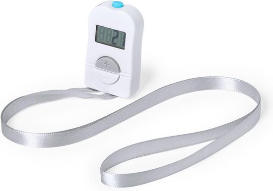 1x Digitale handtellers/personentellers aan koord 6 cm - Wit