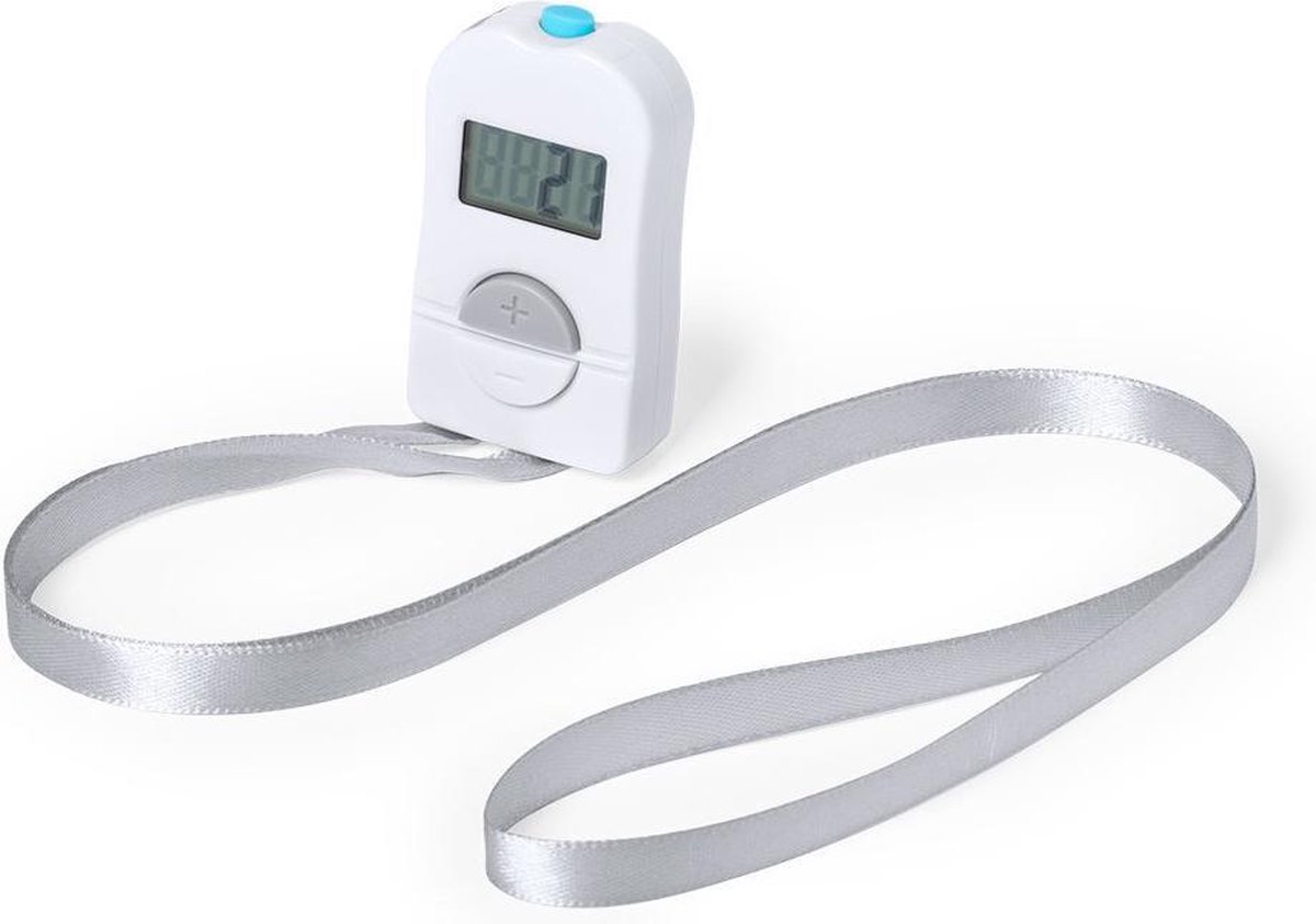 1x Digitale handtellers/personentellers aan koord 6 cm - Wit
