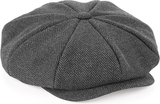 Grijze flatcap voor dames - volledig gestikt - bakerboy pet / flat cap - Grijs