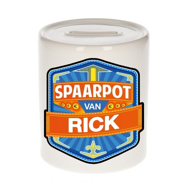 Bellatio Decorations Kinder spaarpot voor Rick - keramiek - naam spaarpotten