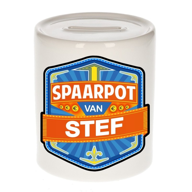 Bellatio Decorations Kinder spaarpot voor Stef - keramiek - naam spaarpotten