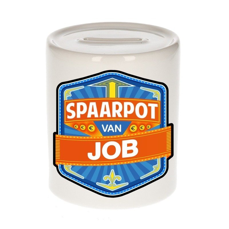 Bellatio Decorations Kinder spaarpot voor Job - keramiek - naam spaarpotten