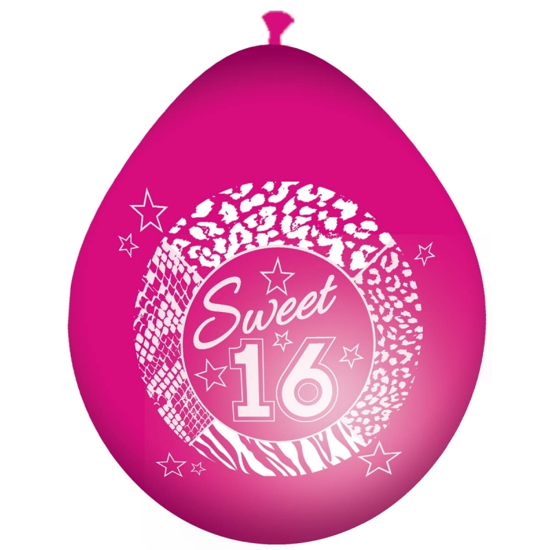 Folat 8x sweet 16 leeftijd ballonnen - Roze