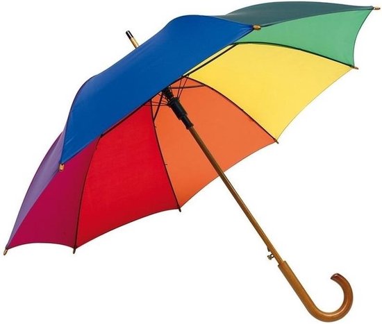 Regenboog paraplu met metalen steel 103 cm