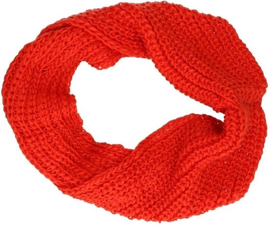 Gebreide col sjaal oranje/ voor volwassenen - winter accessoire - Rood