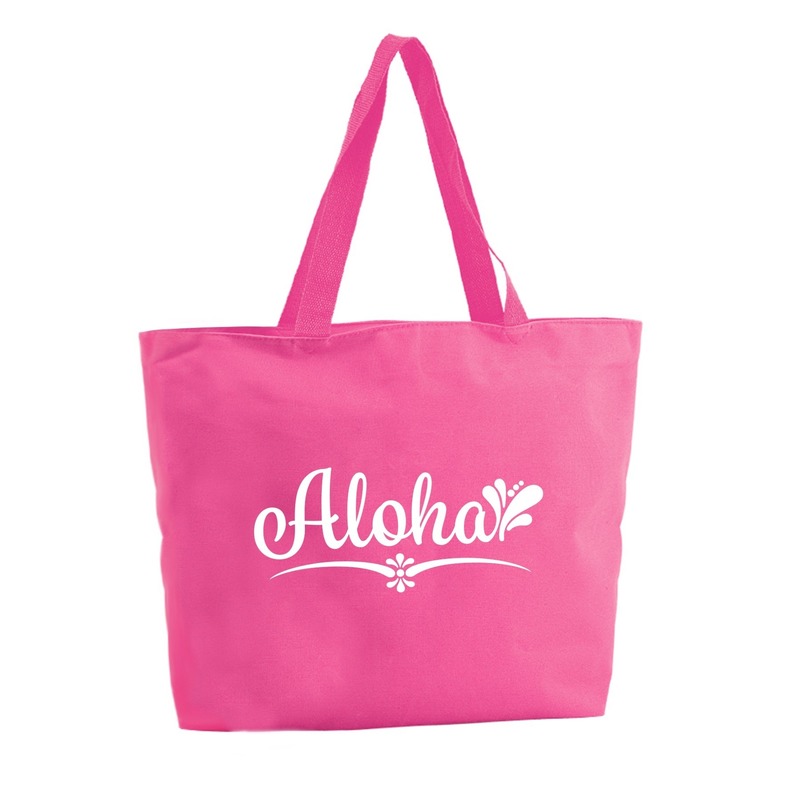 Bellatio Decorations Aloha shopper tas - fuchsia - 47 x 34 x 12,5 cm - boodschappentas / strandtas - Roze