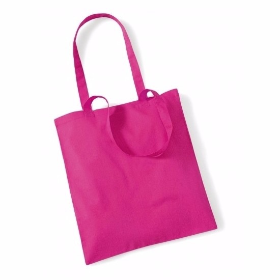 Katoenen tasje fuchsia 42 x 38 cm - Roze