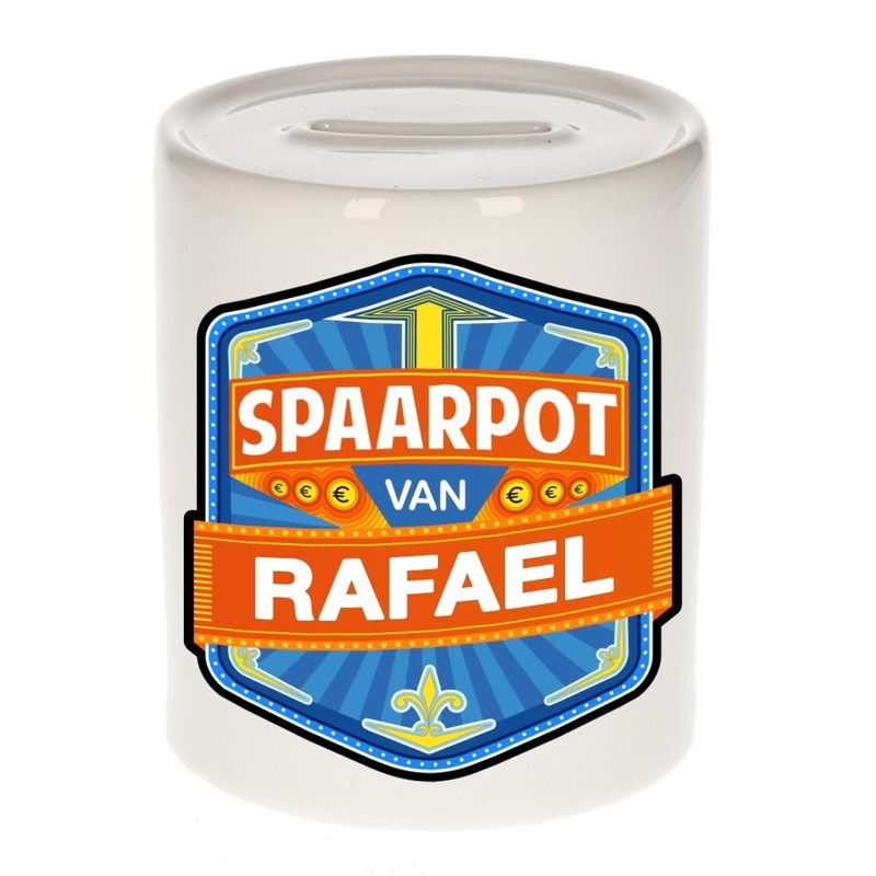 Bellatio Decorations Kinder spaarpot voor Rafael - keramiek - naam spaarpotten