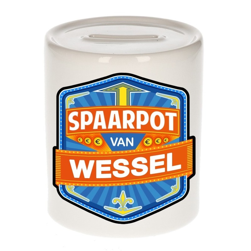 Bellatio Decorations Kinder spaarpot voor Wessel - keramiek - naam spaarpotten