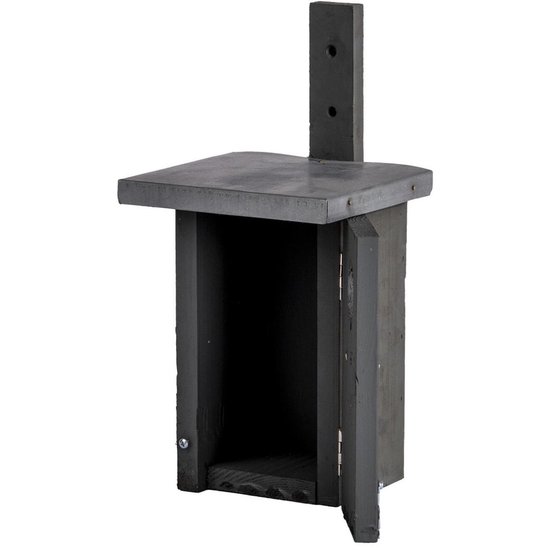 Houten grijze vogelhuisje/nestkastje winterkoning - Tuindecoratie vogelnest nestkast vogelhuisjes - tuindieren - Grijs