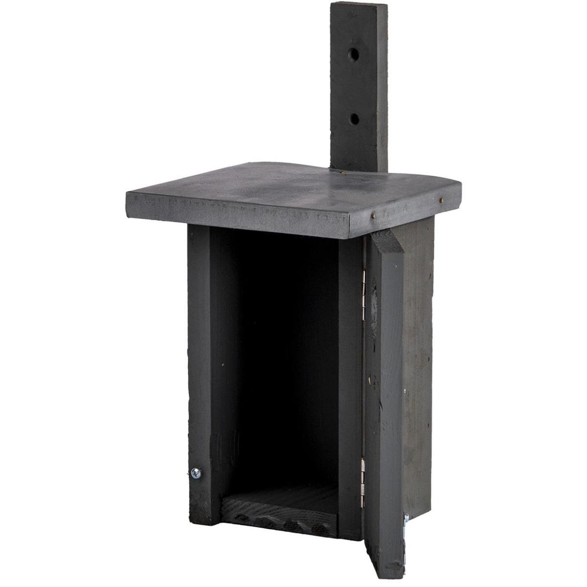 Houten grijze vogelhuisje/nestkastje winterkoning - Tuindecoratie vogelnest nestkast vogelhuisjes - tuindieren - Grijs