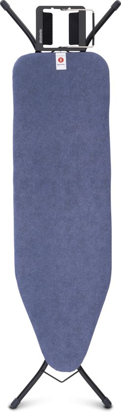 Brabantia Strijkplank B 124 x 38 cm Denim Blue met strijkijzerhouder - Blauw