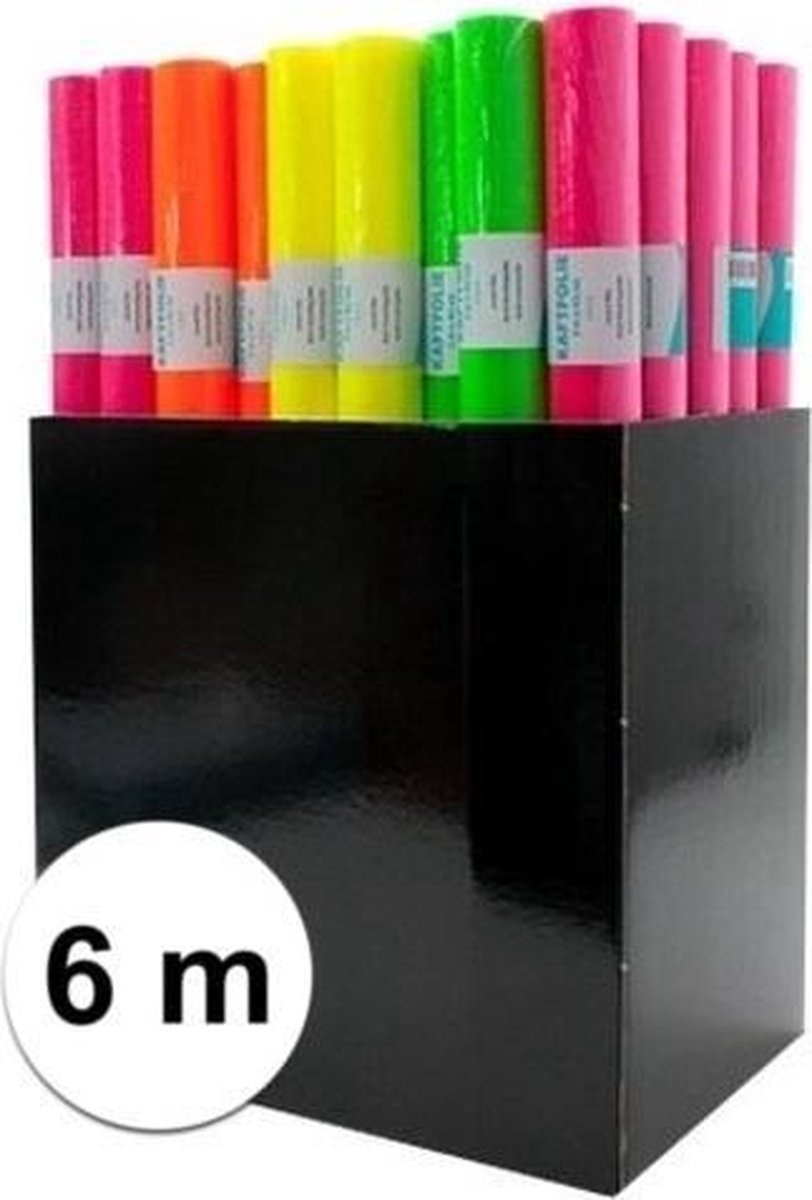 Kaftpapier folie schoolboeken neon 6 meter - Roze