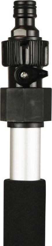 Wasborstel met zilveren verlengsteel 110 -160 cm - Universele aansluiting waterslang - Schuimrubberen handgrepen - Afsluitbare watertoevoer - Telescopisch - Auto/huis schoonmaak accessoire - Silver