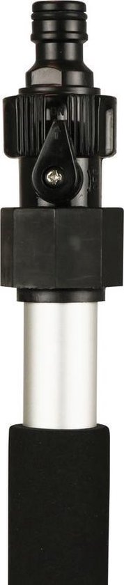 Wasborstel met zilveren verlengsteel 110 -160 cm - Universele aansluiting waterslang - Schuimrubberen handgrepen - Afsluitbare watertoevoer - Telescopisch - Auto/huis schoonmaak accessoire - Silver