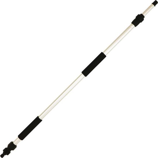 Wasborstel met zilveren verlengsteel 110 -160 cm - Universele aansluiting waterslang - Schuimrubberen handgrepen - Afsluitbare watertoevoer - Telescopisch - Auto/huis schoonmaak accessoire - Silver