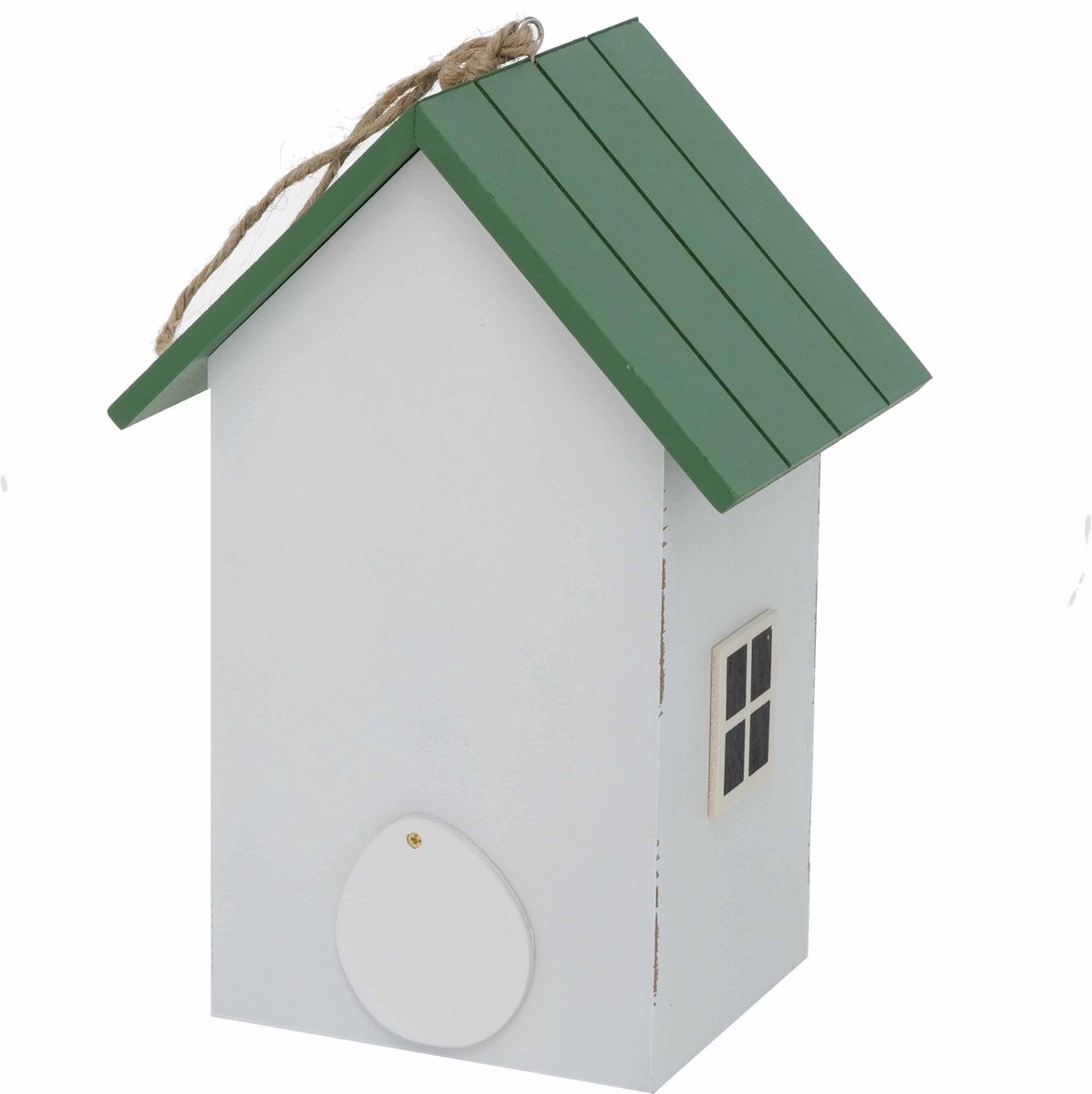 Vogelhuisje/nestkastjes wit/groen hout 22 cm - Vogelhuisjes tuindecoraties