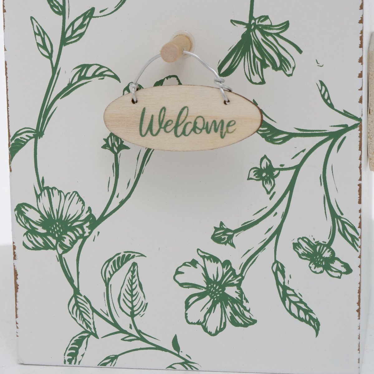 Vogelhuisje/nestkastjes wit/groen hout 22 cm - Vogelhuisjes tuindecoraties