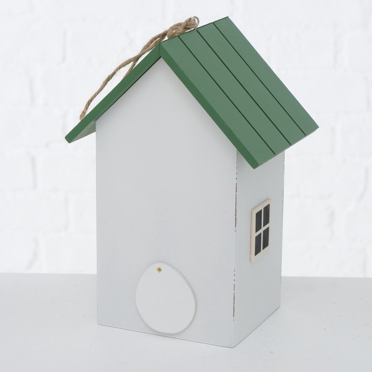 Vogelhuisje/nestkastjes wit/groen hout 22 cm - Vogelhuisjes tuindecoraties