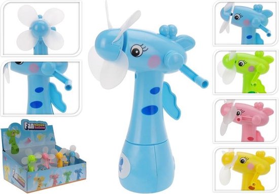waterspray ventilator giraffe 15 cm voor kinderen - Zomer ventilator met waterverstuiver voor extra verkoeling - Roze