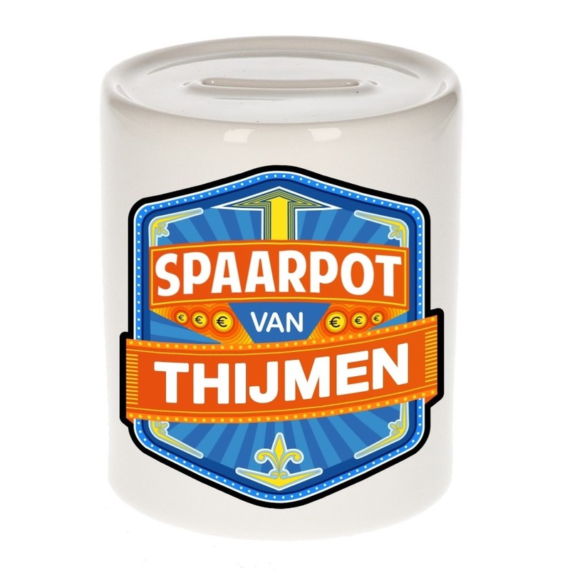 Bellatio Decorations Kinder spaarpot voor Thijmen - keramiek - naam spaarpotten