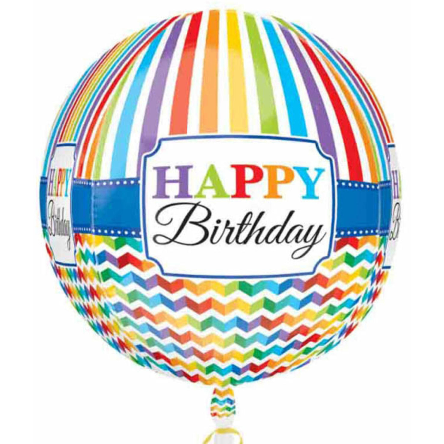 Folie cadeau sturen helium gevulde orbz ballon Gefeliciteerd/Happy Birthday rond 40 cm - Folieballon verjaardag versturen/verzenden