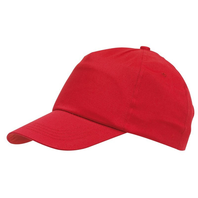 Rode baseballcap 5-panel voor volwassenen met klittenbandsluiting - Rood