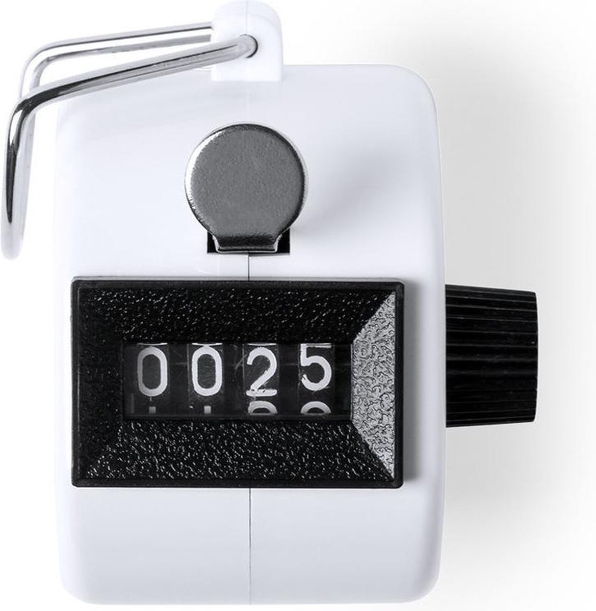 1x Handtellers/personentellers met vingerhouder 5 cm - Wit