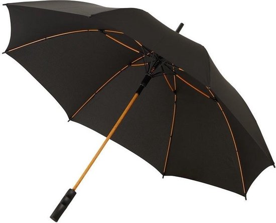 Leg Avenue Automatische storm paraplu/oranje 80 cm - Zwart
