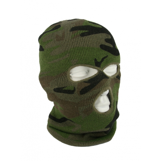 Driegaats muts / skimuts - camouflage - one size - outdoor / bivak / wintersport - warme eengaats balaclava - Groen