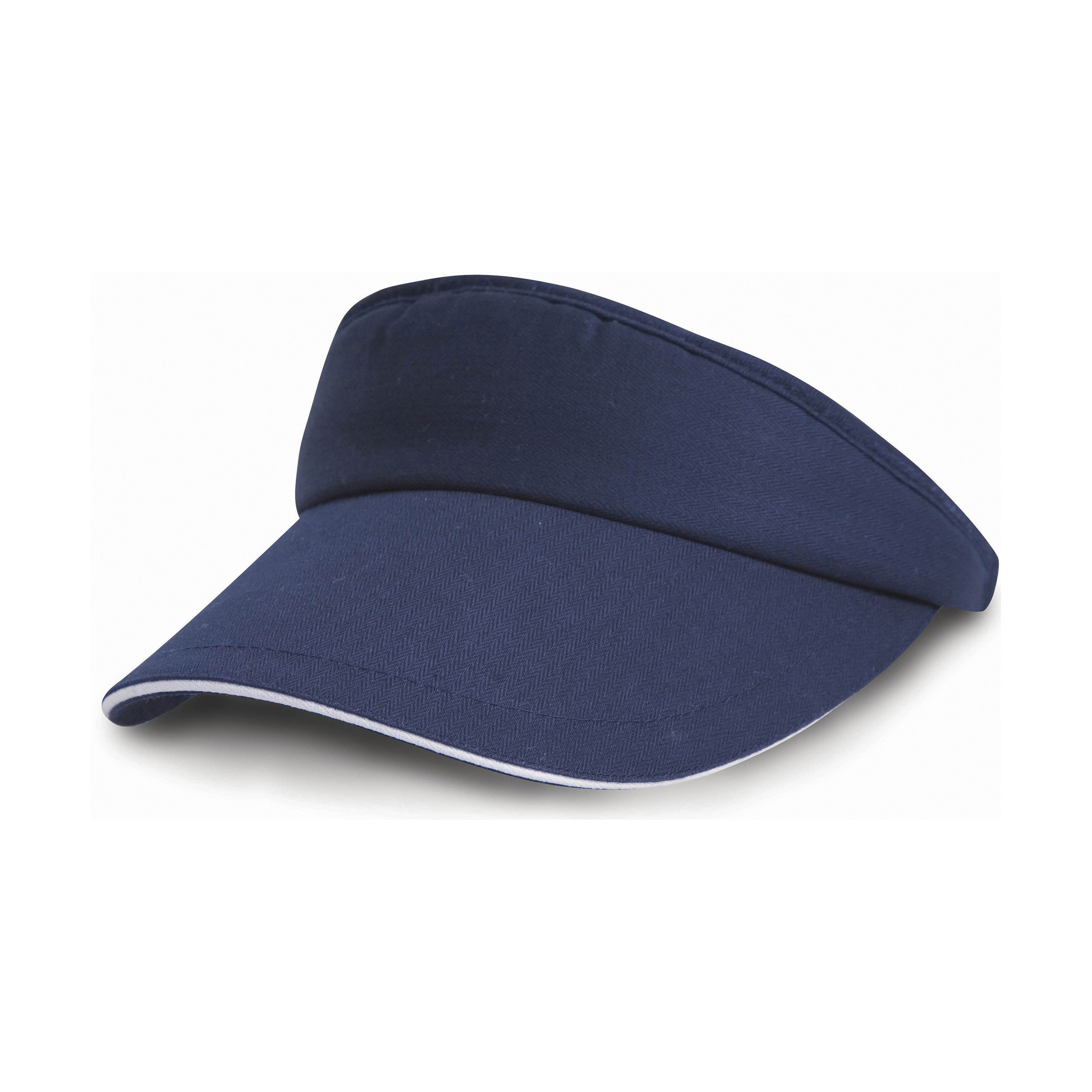 Result Zonneklep petje navy blauw/wit voor volwassenen - Katoenen donkerblauwe/witte zonnekleppen met klittenbandsluiting - Dames/heren