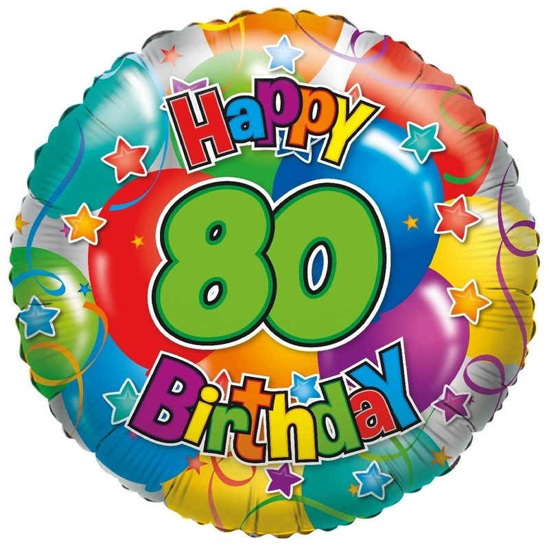Folie ballon 80 Happy Birthday 35 cm - Folieballon verjaardag 80 jaar 35 cm
