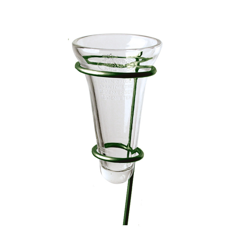 1x Regenmeter/neerslagmeter glas met verzinkte grondpen groen 69 cm - Tuinartikelen - Regenmeters/neerslagmeters