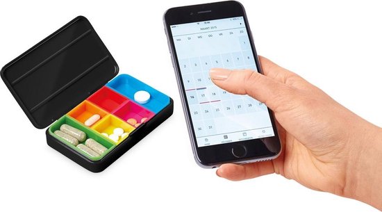 Exclusive Smart medicijnen pillendoosje voor app - 6-vakjes - compact model