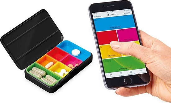 Exclusive Smart medicijnen pillendoosje voor app - 6-vakjes - compact model