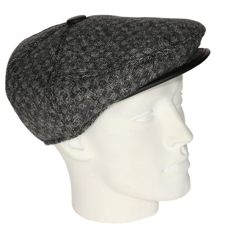 Heren flat cap licht met lichte structuur - Grijs