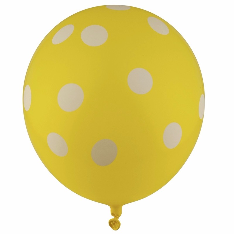 Gele ballonnen met witte stippen 30 cm 5st - Geel