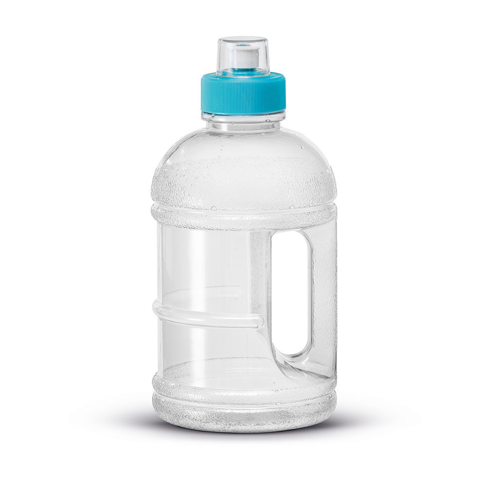 1x Transparante kunststof bidon/drinkfles/waterfles 1250 ml - Sport bidon waterflessen - Push-pull dop