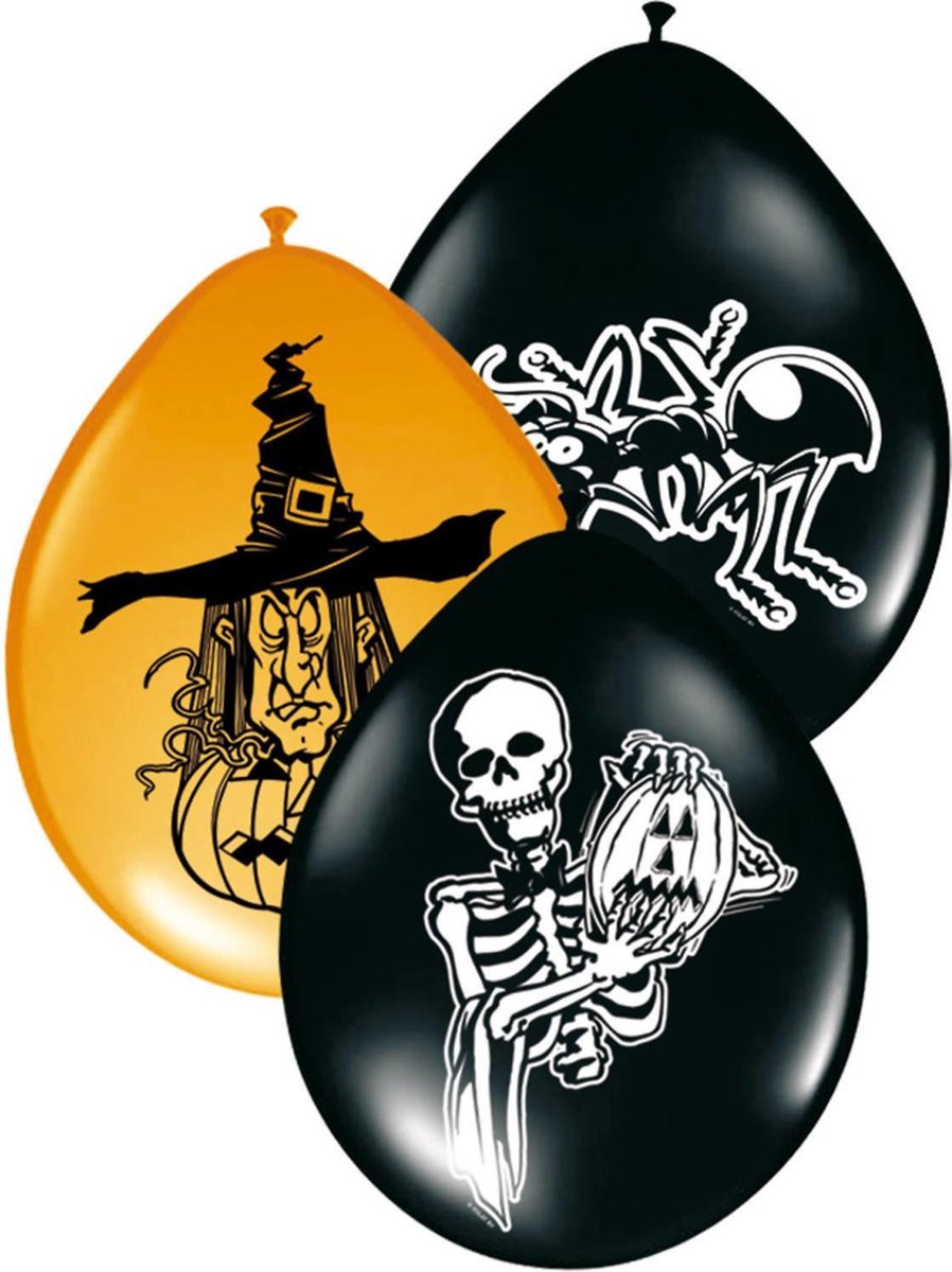 Griezel horror/halloween thema ballonnen 8 stuks - feestartikelen, decoratie en versiering