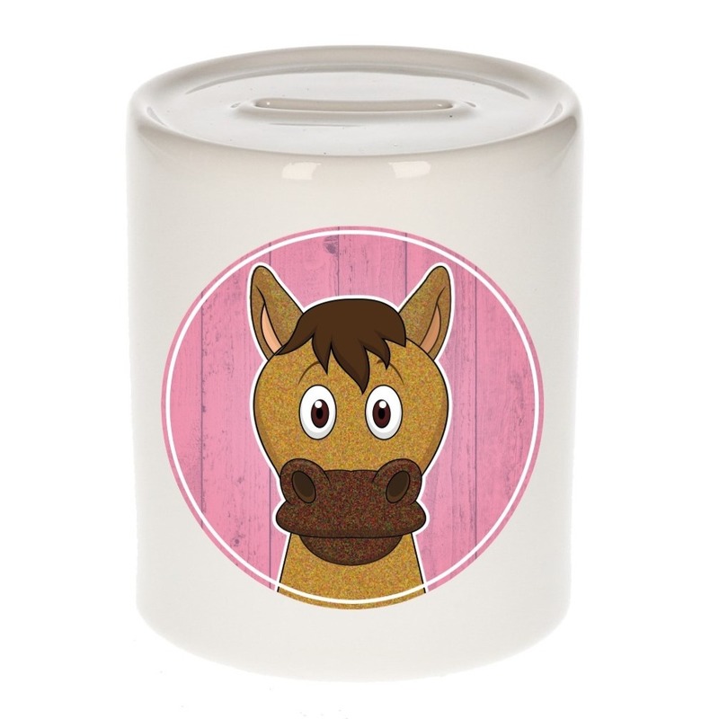 Bellatio Decorations Vrolijke paard dieren spaarpot 9 cm - paarden - spaarpotten voor kinderen