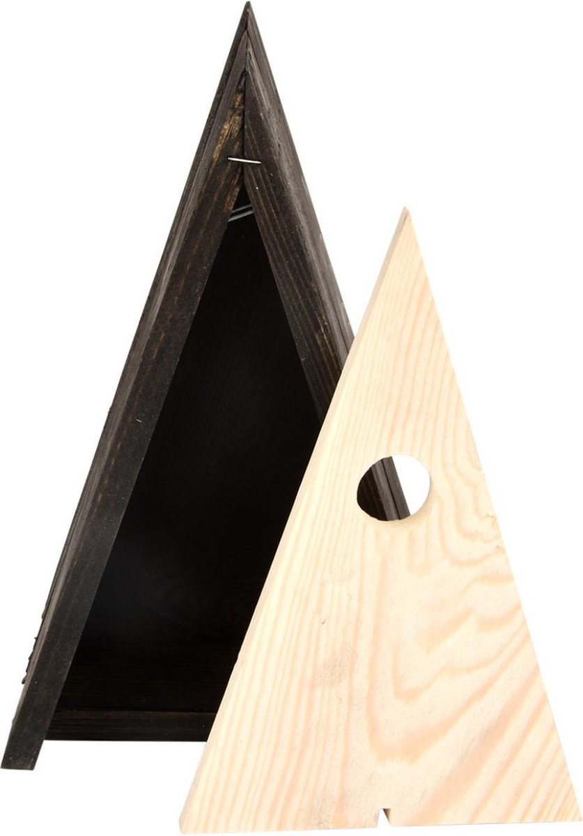 Houten vogelhuisje/nestkast wigwam - Vurenhouten spiegel vogelhuisjes tuindecoraties - Vogelnestje - tuindieren- tuinvogeltjes - Bruin