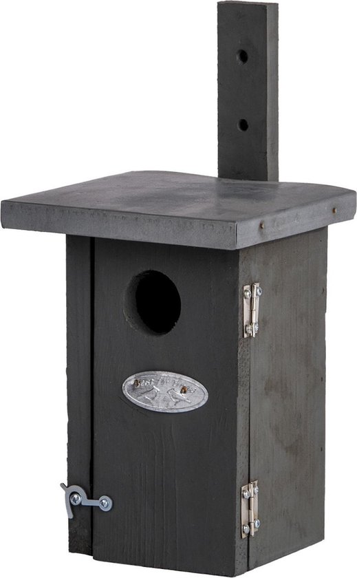 2x Houten grijze vogelhuisjes/nestkastjes winterkoning - Tuindecoratie vogelnest nestkast vogelhuisjes - tuindieren - Grijs