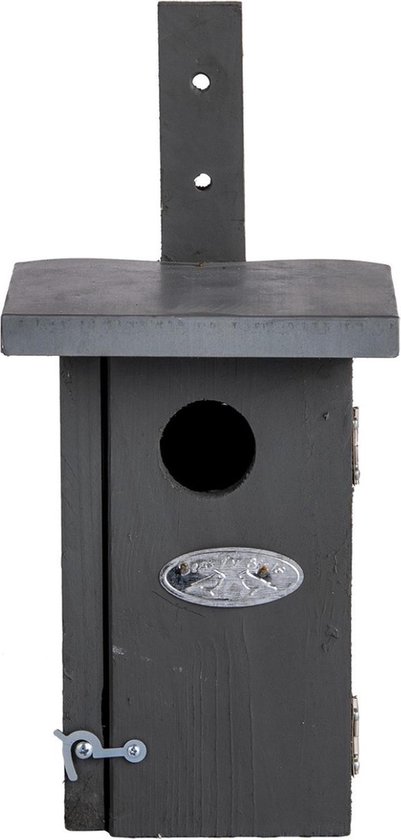 2x Houten grijze vogelhuisjes/nestkastjes winterkoning - Tuindecoratie vogelnest nestkast vogelhuisjes - tuindieren - Grijs