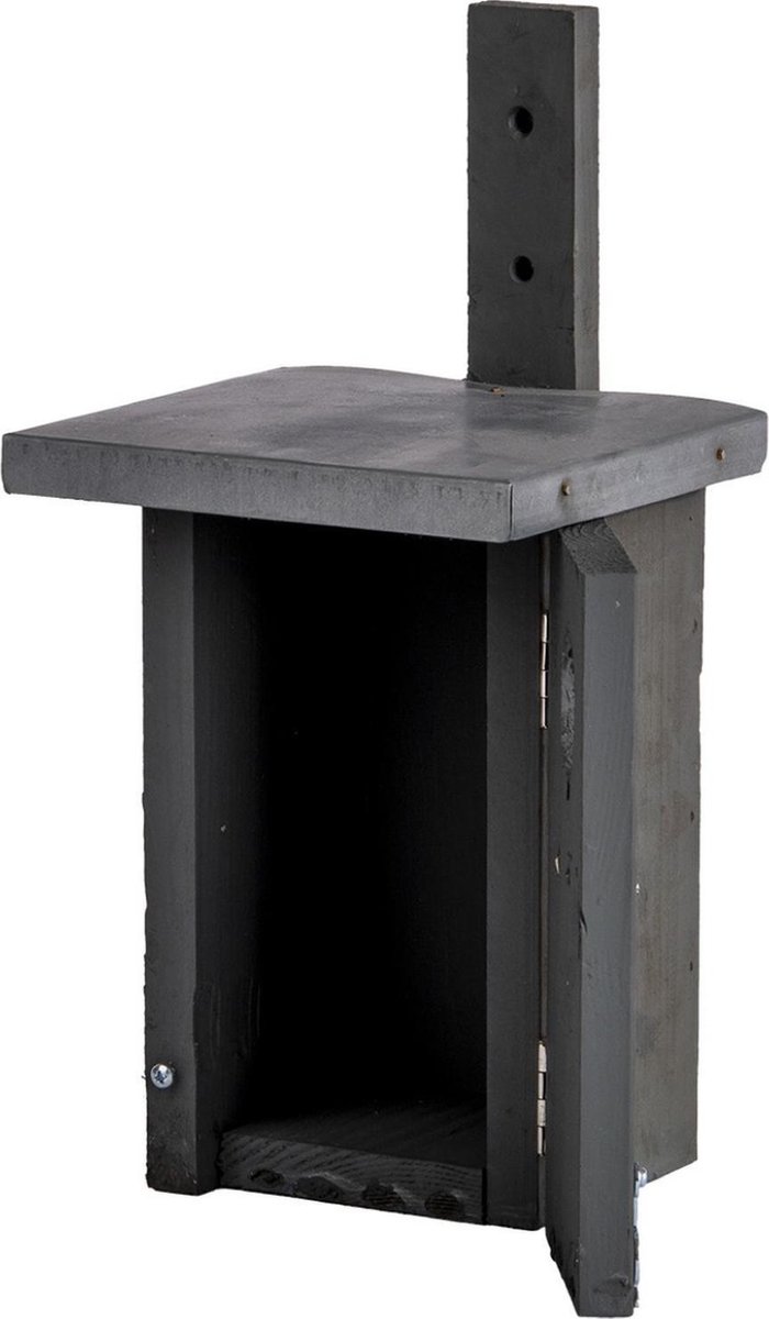 2x Houten grijze vogelhuisjes/nestkastjes winterkoning - Tuindecoratie vogelnest nestkast vogelhuisjes - tuindieren - Grijs