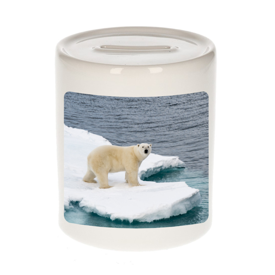 Bellatio Decorations Dieren ijsbeer foto spaarpot 9 cm jongens en meisjes - Cadeau spaarpotten ijsberen liefhebber