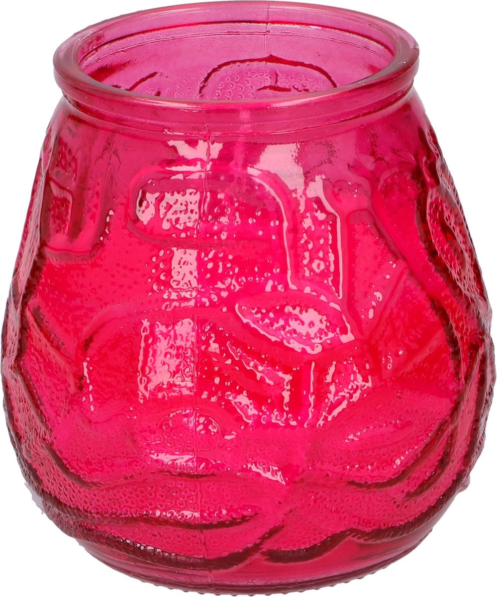 Arti Casa Set van 3x stuks Citronella lowboy tuin kaarsen in glas 10 cm - Anti muggen/insecten artikelen - Rood