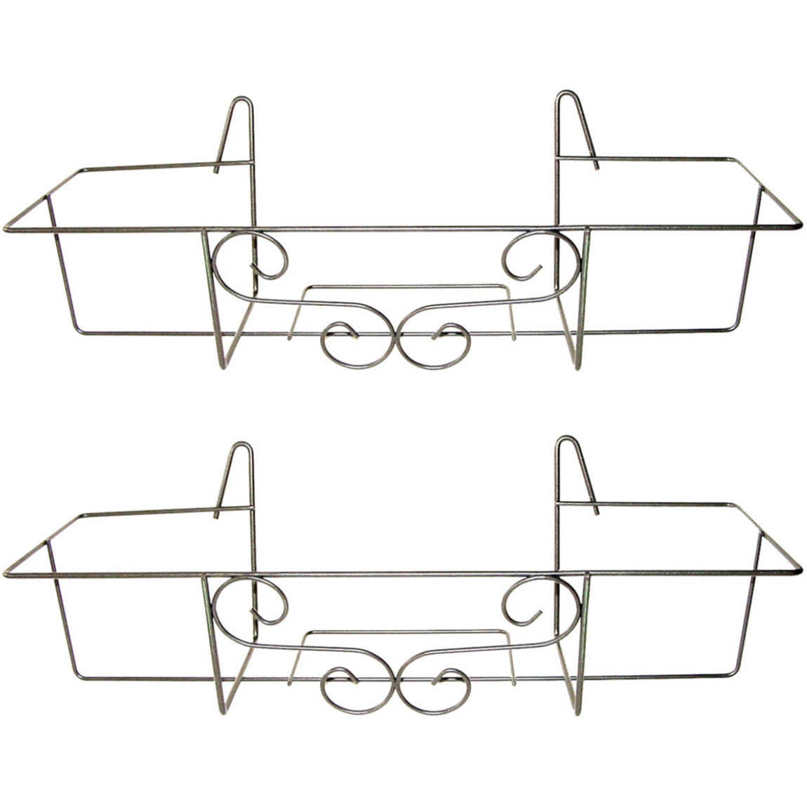 2x Zilveren bloempot muurhangers voor plantenbak 20 x 62 cm metaal - Muurpothangers voor plantenbakken/bloembakken - Tuin/muur decoraties - Silver