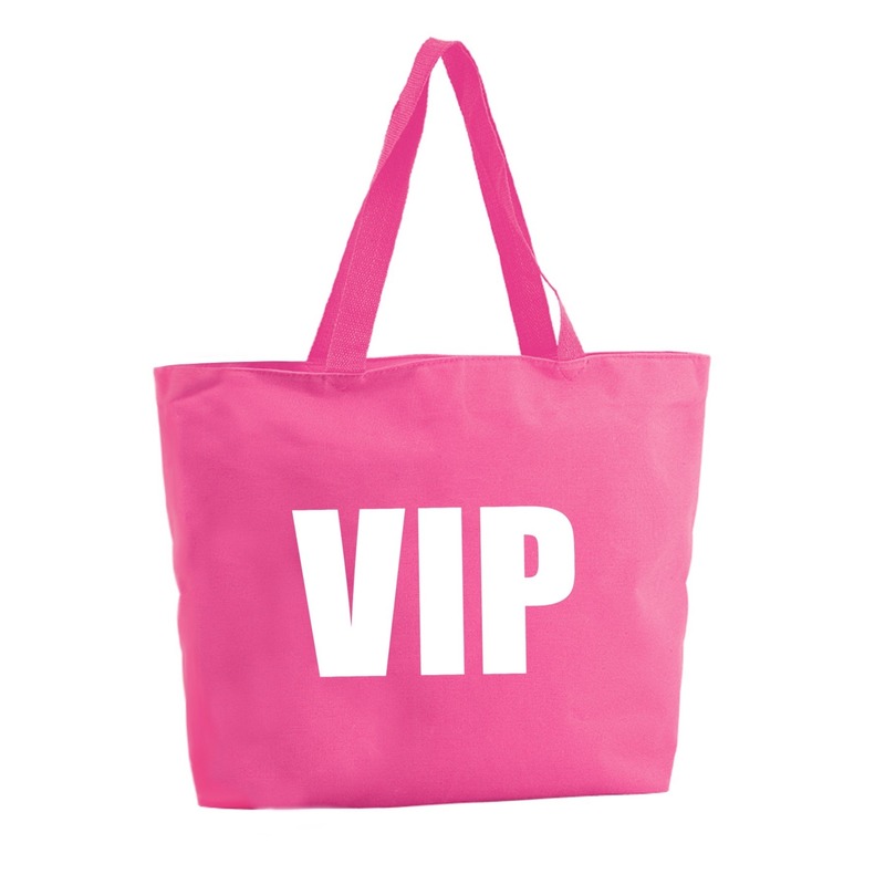 Bellatio Decorations VIP shopper tas - fuchsia - 47 x 34 x 12,5 cm - boodschappentas / strandtas - Roze