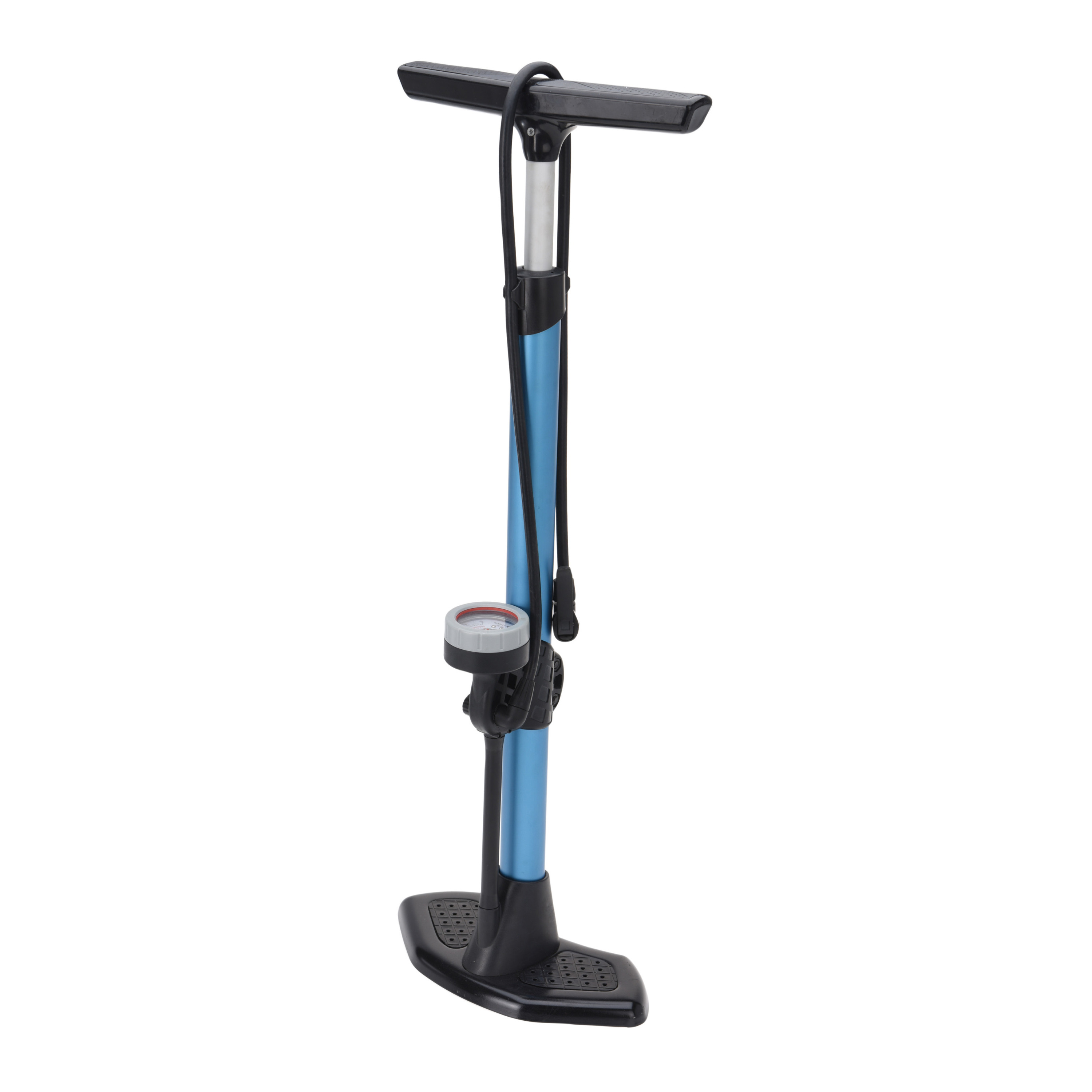 /e fietspomp staand met drukmeter 67 cm - Fietsaccessoires/benodigdheden - Banden oppompen - Fietspompen - Fietsbandpompen - Blauw